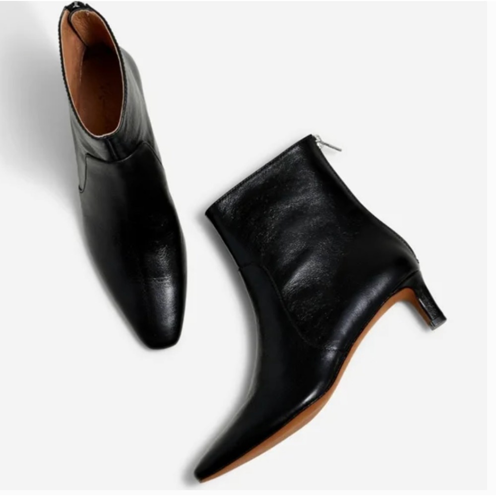 Madewell Dimes Kitten Heel Boots 7.5 NWT Black Leather Ankle Booties NN026